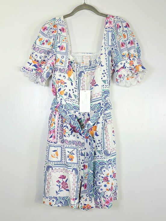 Caroline Constas Pants - NWT CAROLINE CONSTAS LINEN BLEND PAISLEY PRINT BOHO ROMPER.